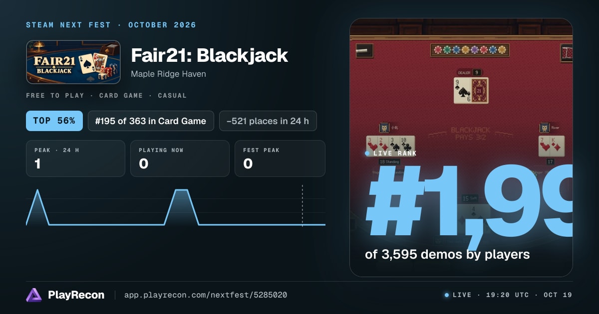 Fair21: Blackjack im Steam Next Fest