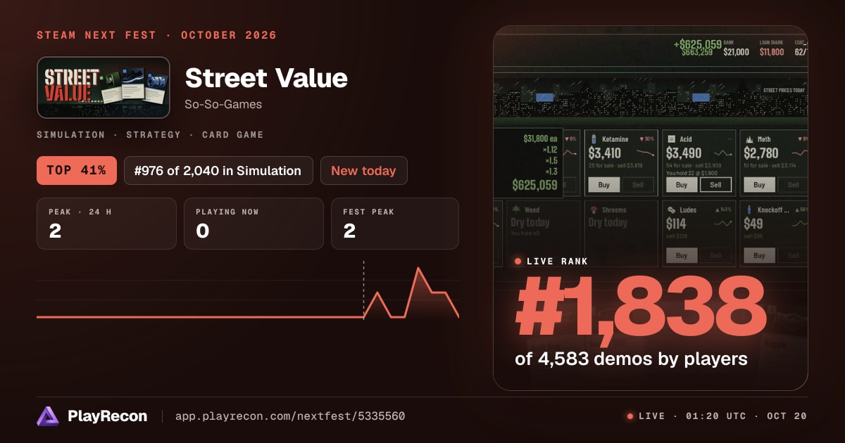 Street Value на Steam Next Fest