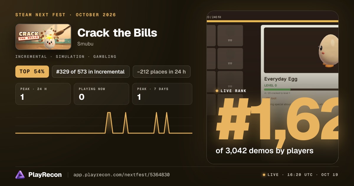 Crack the Bills in Steam Next Fest