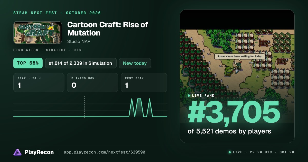 Cartoon Craft: Rise of Mutation in Steam Next Fest